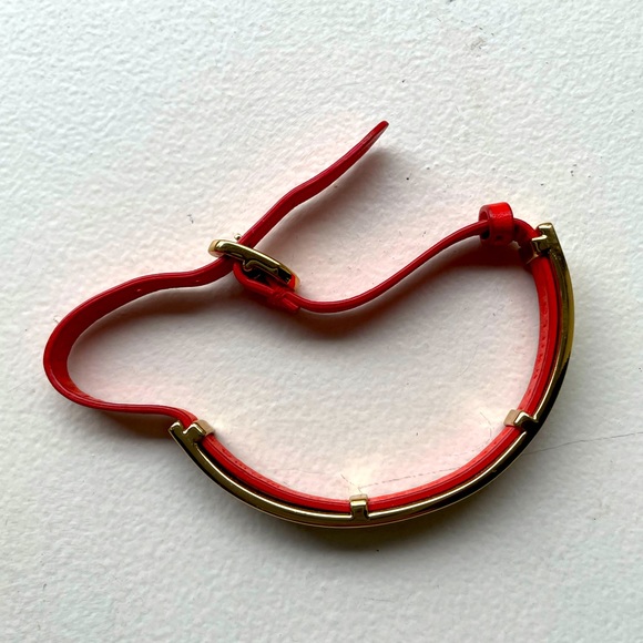 Stella & Dot Gold Cuff with Bright Coral Strap - Picture 5 of 5